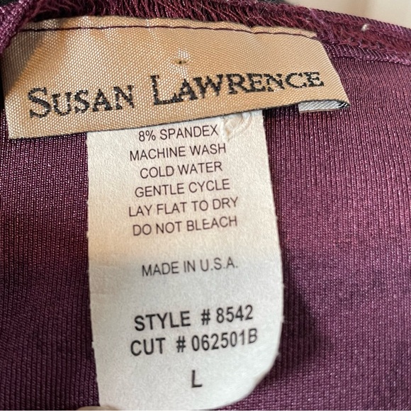 Susan Lawrence Vintage Rich Plum Blouse Floral Print Shell Size L - Picture 6 of 7